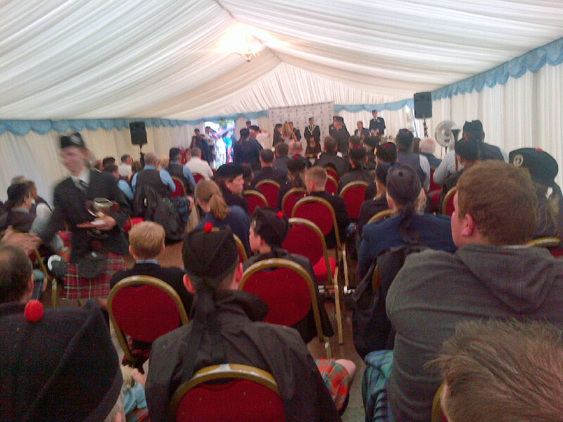 The scene from the tent, where due to the rain the prizes were announced at the Scottish Championships. ScottishChamps_IndoorMarquee