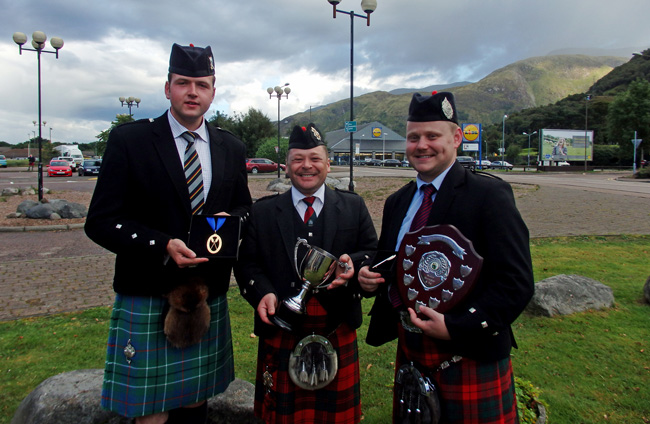 Ben Duncan, Gordon Walker and Callum Beaumont, the top winners at the 2016 Lochaber Gathering.