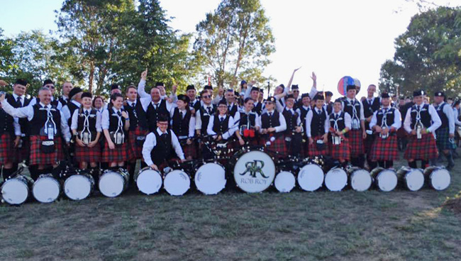 The Rob Roy Pipe Band celebrating one of its victories in 2016.