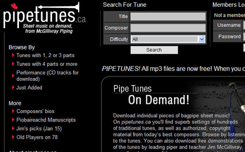 pipetunes.ca becomes world’s largest library of free piping audio: almost 1,400 tunes