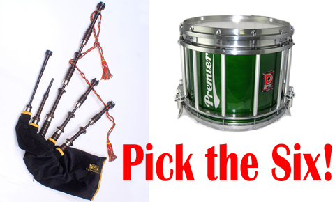 Hardie pipes, Henderson Imports Premier drum and Walsh Bagpipes voucher go to Pick The Six winners