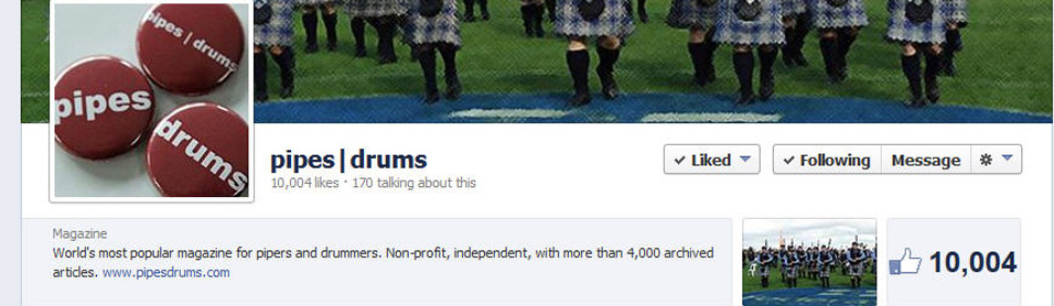pipes|drums Magazine tops 10,000 on Facebook