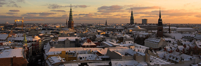 The picturesque and happy city of Copenhagen in winter.