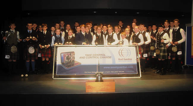 All prize-winners at the 2015 Shotts & Dykehead Junior Piping & Drumming Championship.