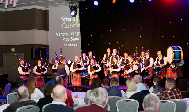 The Manorcunningham Pipe Band performs at the 2015 Spring Gatherin'.