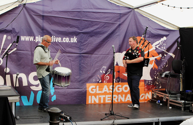 Spirit of Scotland Leading-Drummer Jim Kilpatrick and Pipe-Major Roddy MacLeod.