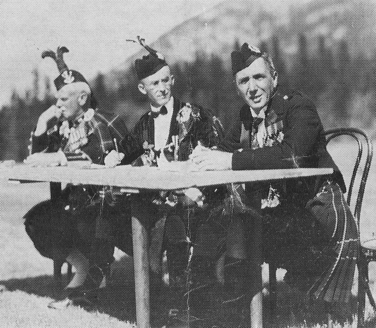 Solo piping code of conduct has remained pretty much unchanged since at least 1933 when the great composer Willie Fergusson (far right) adjudicated at the Banff Highland Games in Alberta, Canada.