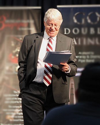 Dr. William Donaldson delivers a discussion on piobaireachd at the Piping Live! festival.