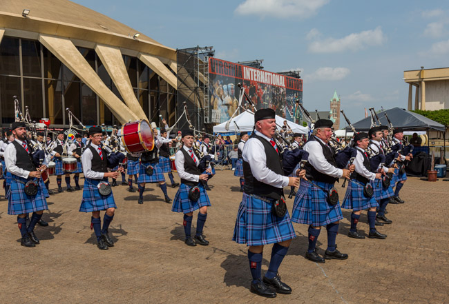 City of Dunedin competing in the Grade 2 competition at the 2017 Virginia International Tattoo American Pipe Band Championship.