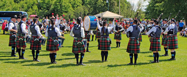 College of Piping, PEI, competing in the Grade 2 competition at the 2017 Antigonish Highland Games.