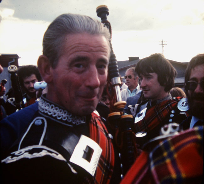 Pipe-Major Bob Hardie of Muirhead & Sons, 1976.