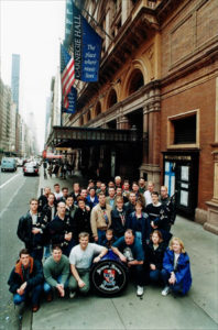 Members of SFU gather outside of Carnegie Hall in Manhattan, February 20, 1998.