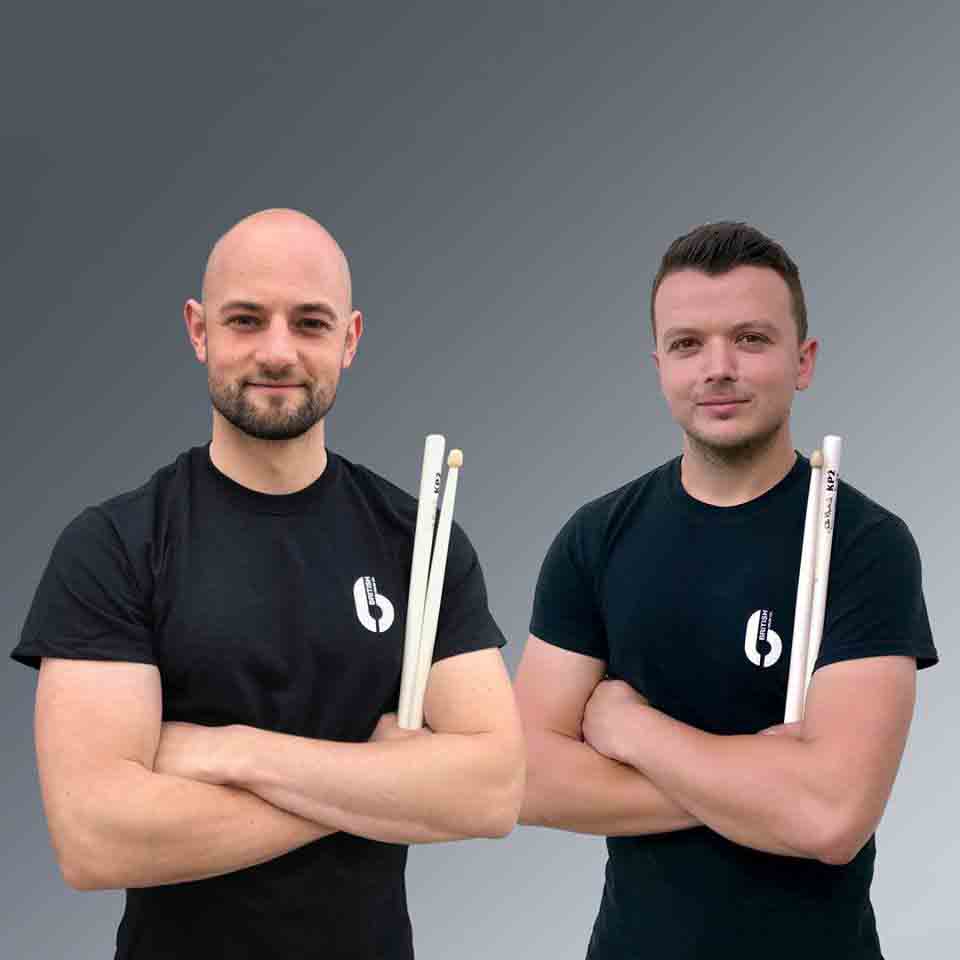 New British Drum Co. employees Steven Shedden (left) and Gareth McLees.