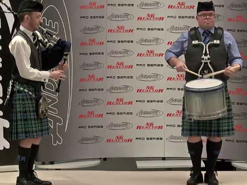 Steven McWhirter competing in the 2018 World Solos with Inveraray & District piper Daniel McDermott accompanying.