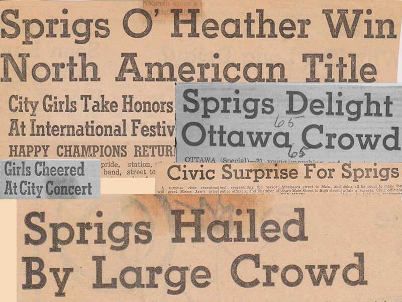 Just a few of the newspaper headlines from the historic Sprigs trip across Canada.