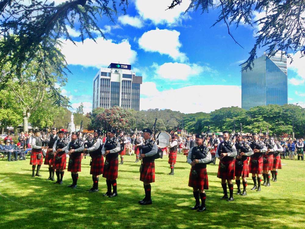 Manawatu Scottish competing at the 2020 Jenny Mair Highland Square Day.