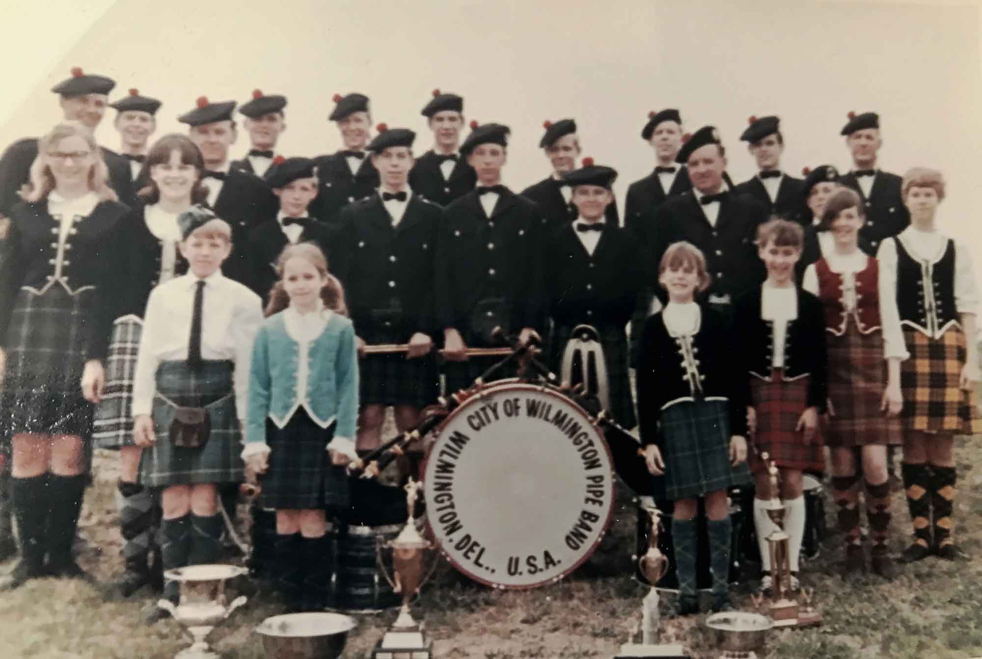 City of Wilmington (L-R, band members only): Roddy MacDonald, Al McMullin, Matt McConnell, Jerry Early, Burt Mitchell, Rodney Robinson, Kevin McMullin, Bob Mitchell, Bob Davies, Richard Robinson, unknown.
