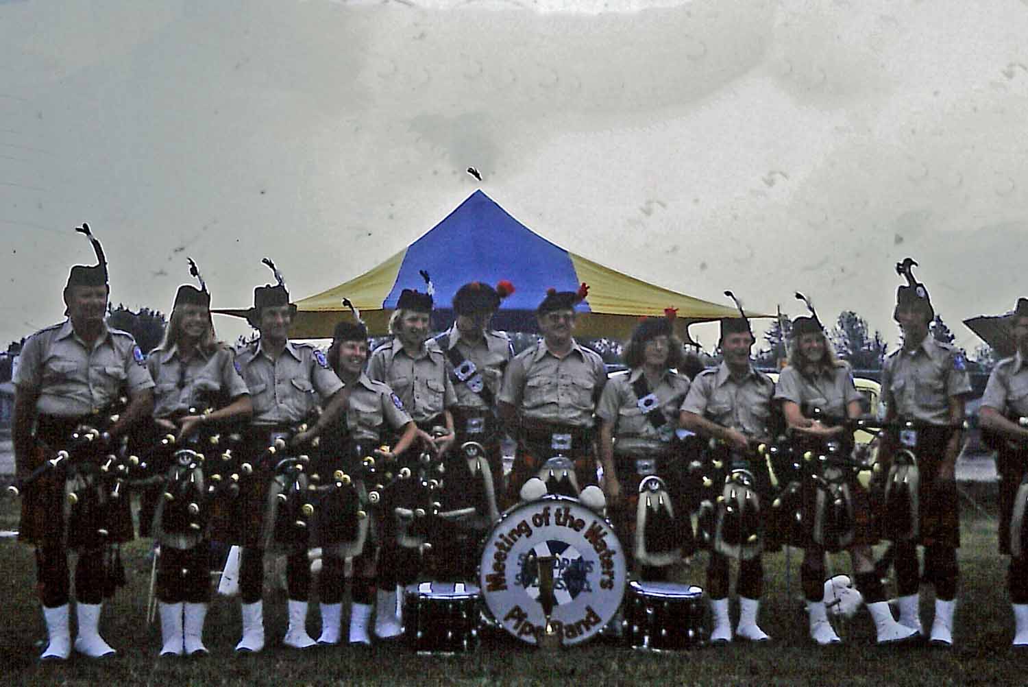 Meeting of the Waters, 1977. L-R: Vince Masterson, Annette Diffley, Ian Cohen, Rita?, Andrew Berthoff, Charlie Cablish, Bob MacCallum, Bobby Palmer, Bill Reid?, Mary-Anne Russell, Jim Higgins.
