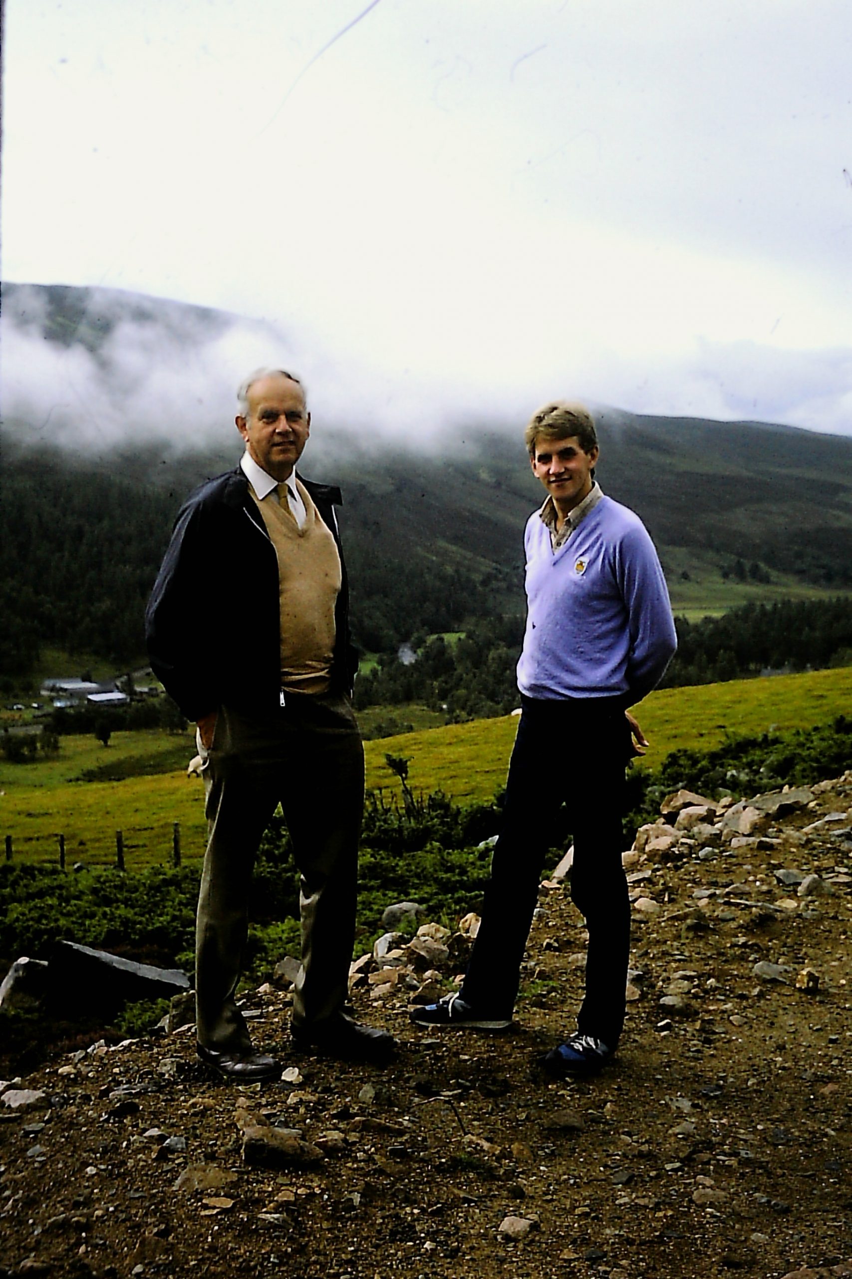 Rowland and Andrew Berthoff near Braemar, 1984.