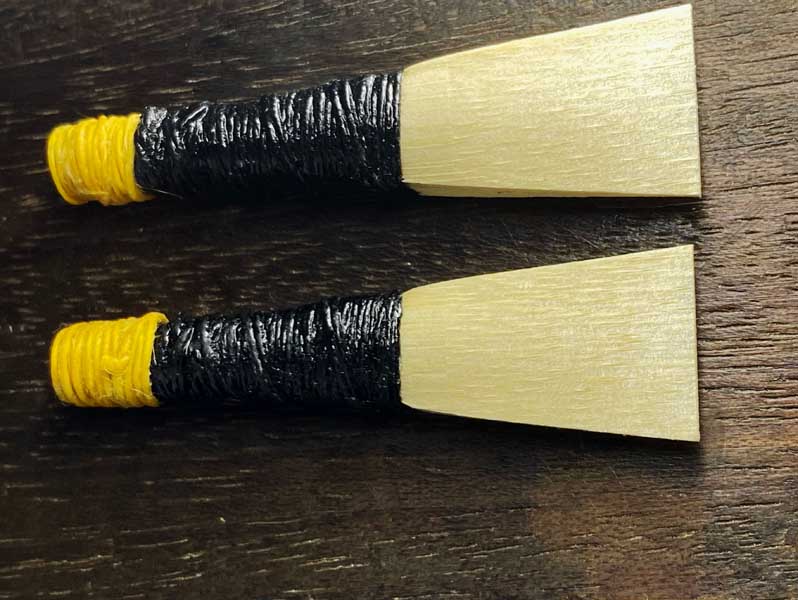 Elder straight-cut chiseled chanter reeds.