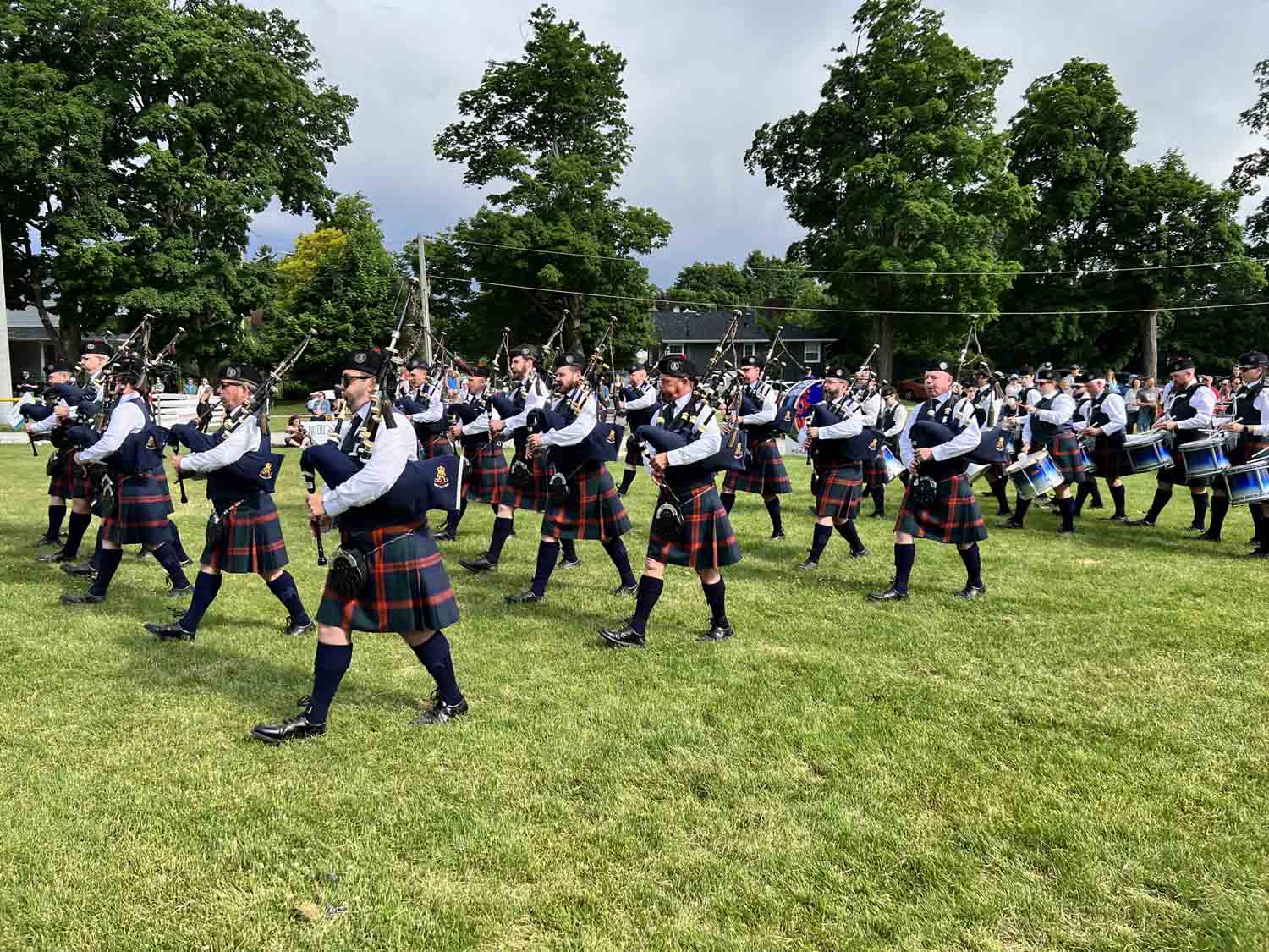 The 78th Fraser Highlanders march off the Georgetown field with the Grade 1 trophy.
