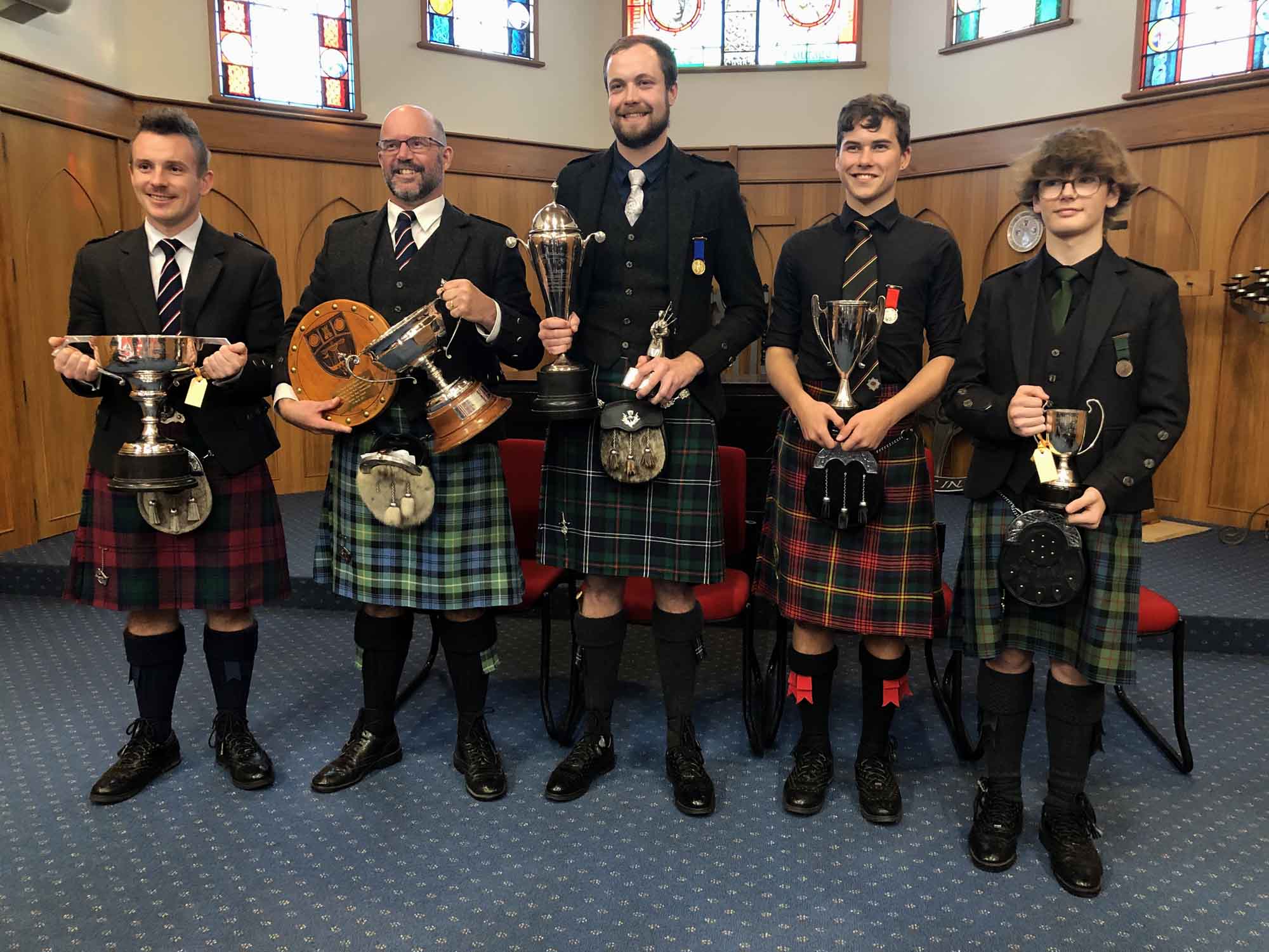 Hastings Comunn na Piobaireachd 2022 prize-winners.