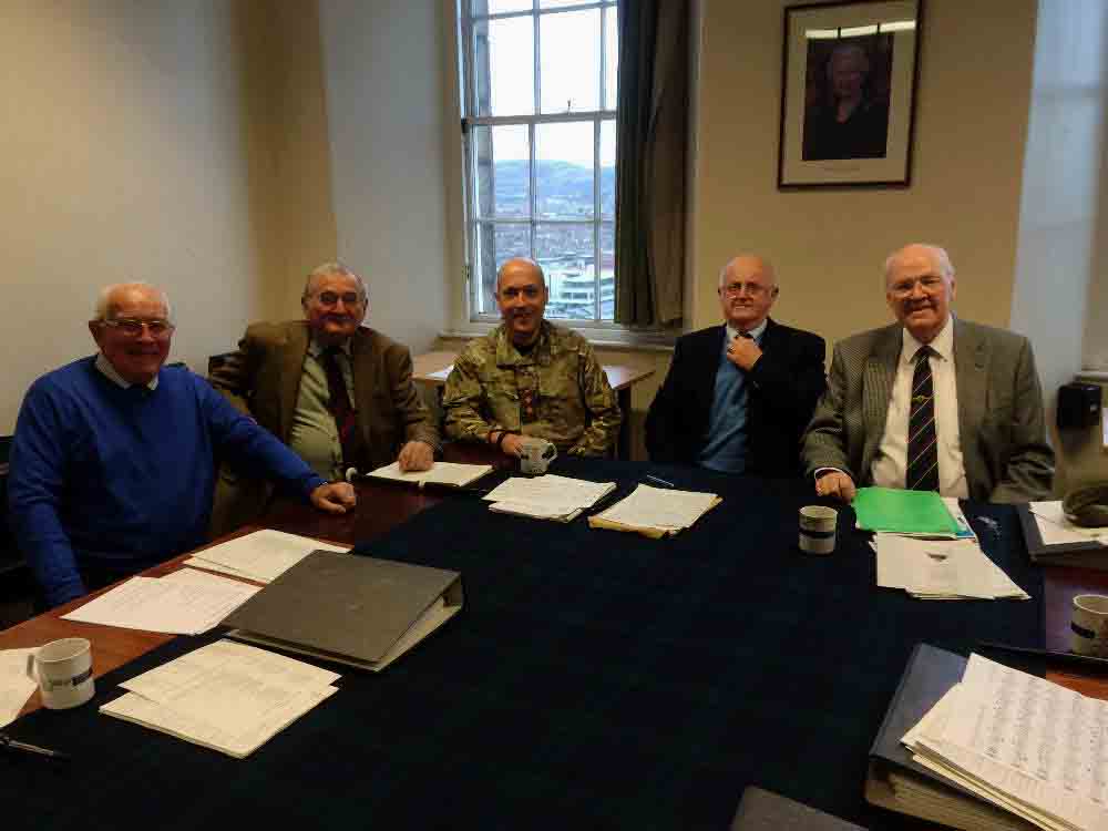 Esteemed editors of the Argyll & Sutherland Highlanders Collection Volume 2 (L-R): Ian MacLellan BEM, Jimmy Banks, Major Gordon Rowan MBE, Walter Cowan and James Henderson.