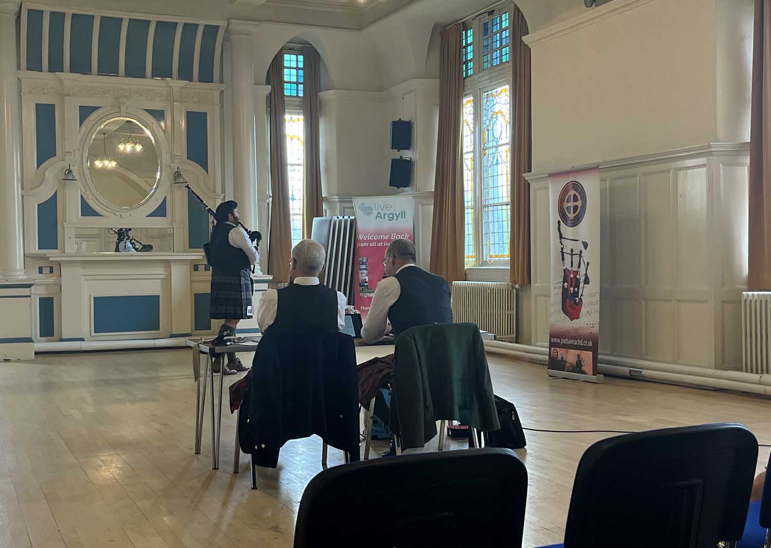 Andrew Donlon competing in the Piobaireachd at the first Helensburgh Professional Solo Piping Competition.