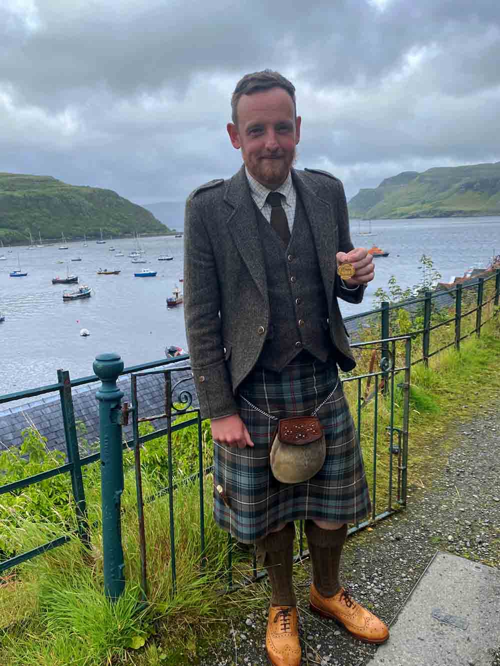 James Duncan MacKenzie with the 2022 Dunvegan Medal for piobaireachd.