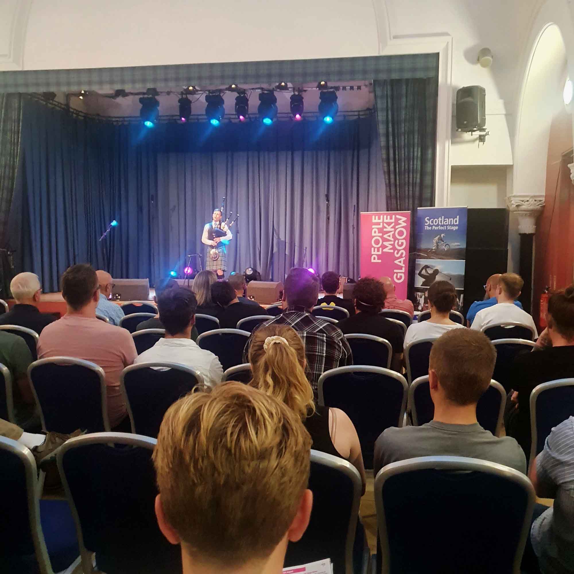 Connor Sinclair in recital at Piping Live! 2022.