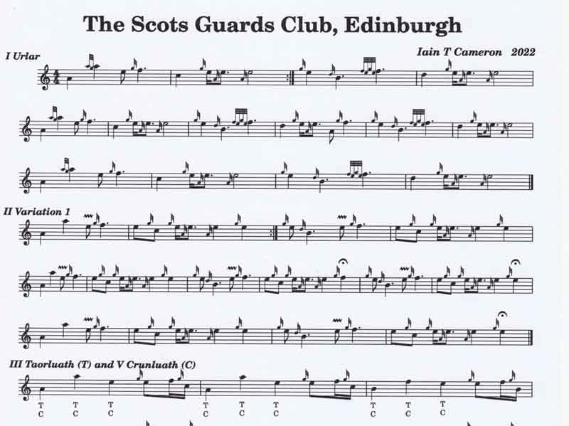 The Eagle Pipers second-place piob: Iain T. Cameron’s ‘Scots Guards Club, Edinburgh’