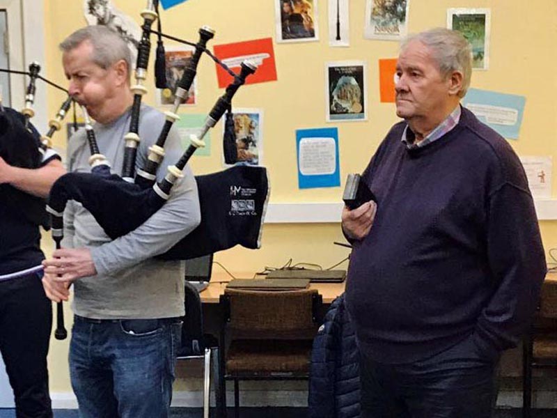 Bands get together to honour Ulster pipe band legend Frank Andrews in Ballymena