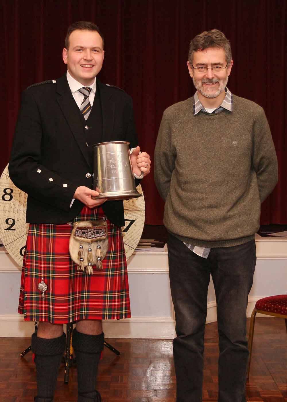 2017 Pipe-Major's Wheel of Fortune winner Ben Duncan with former City of Edinburgh Pipe-Major Derek Graham.