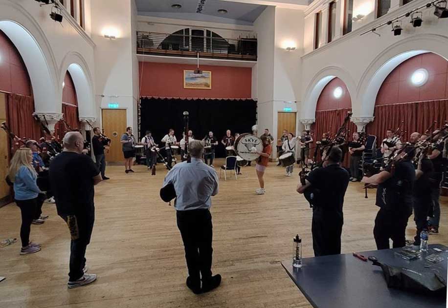 Glasgow Skye Association's first 2023 practice on pipes and drums.