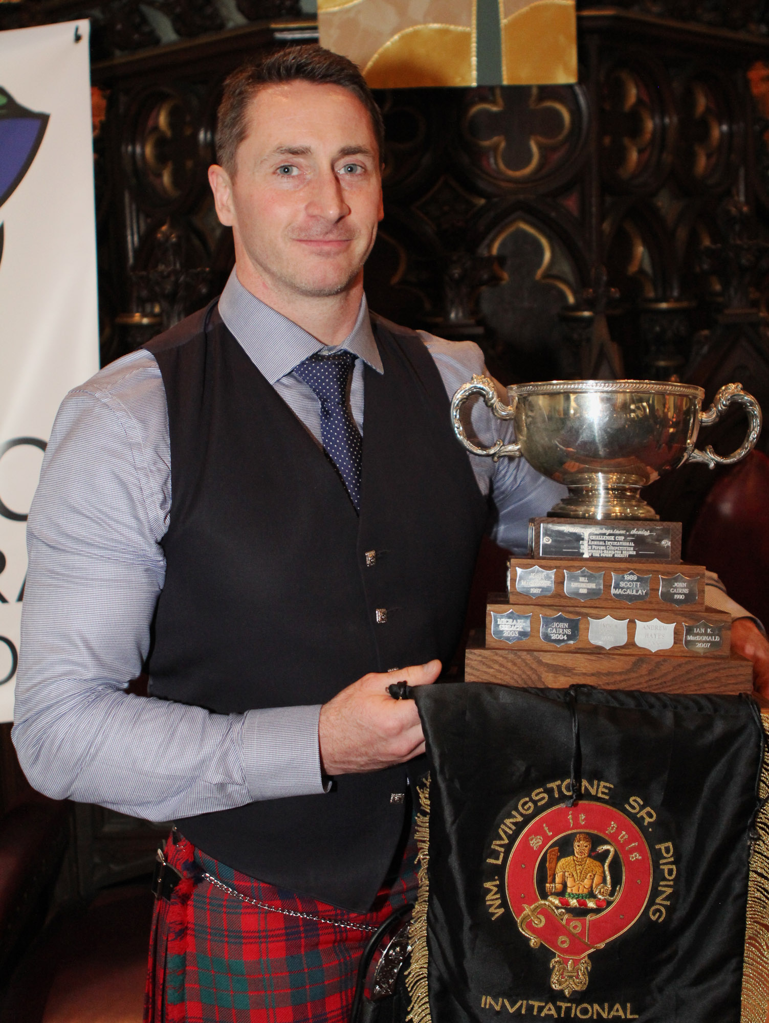 Sean McKeown with Livingstone trophies in 2017.