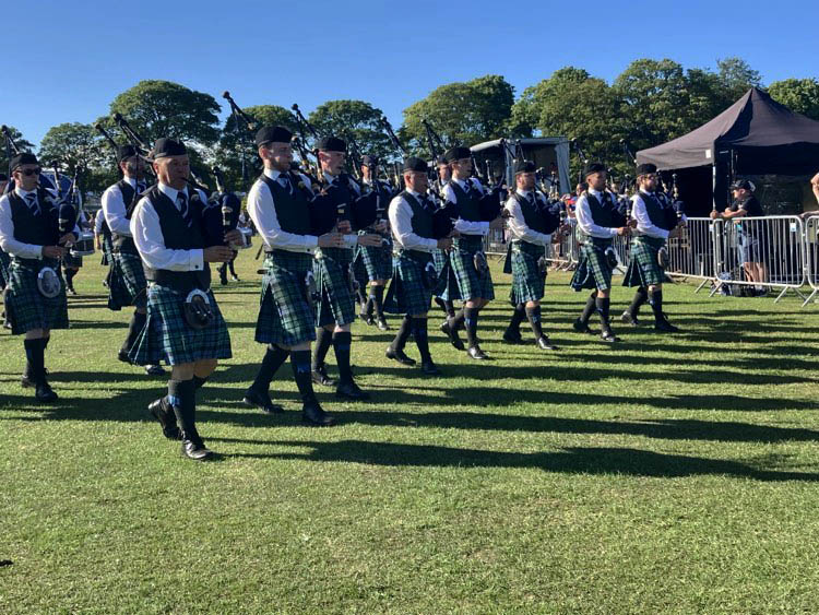 Inveraray & District marching off Duthie Park, Aberdeen, as 2023 European Pipe Band Champions.