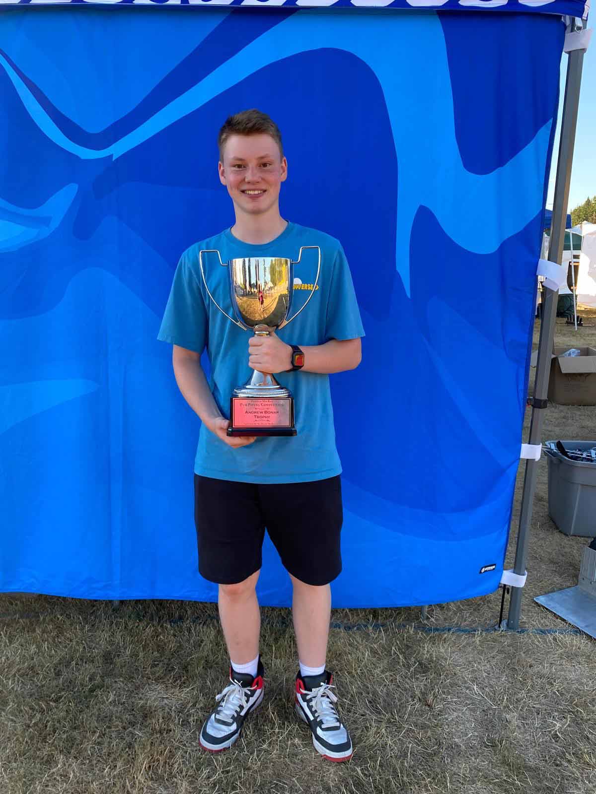 Cameron Bonar with the Andrew Bonar Trophy named in honour of his late father.