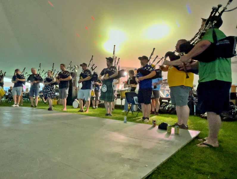 Post-competition performance by North Stratton in the Sherwood Park Highland Gathering beer tent.