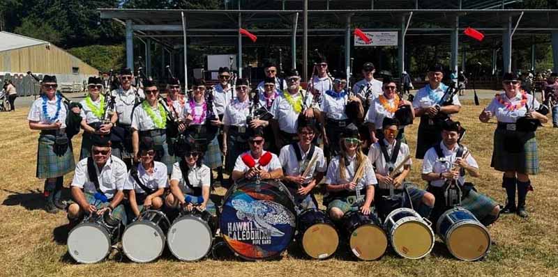 Hawai'i Caledonian celebrate after winning their first competition.