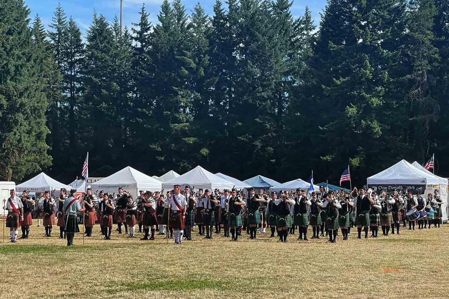 2023 Portland Highland Games massed bands.