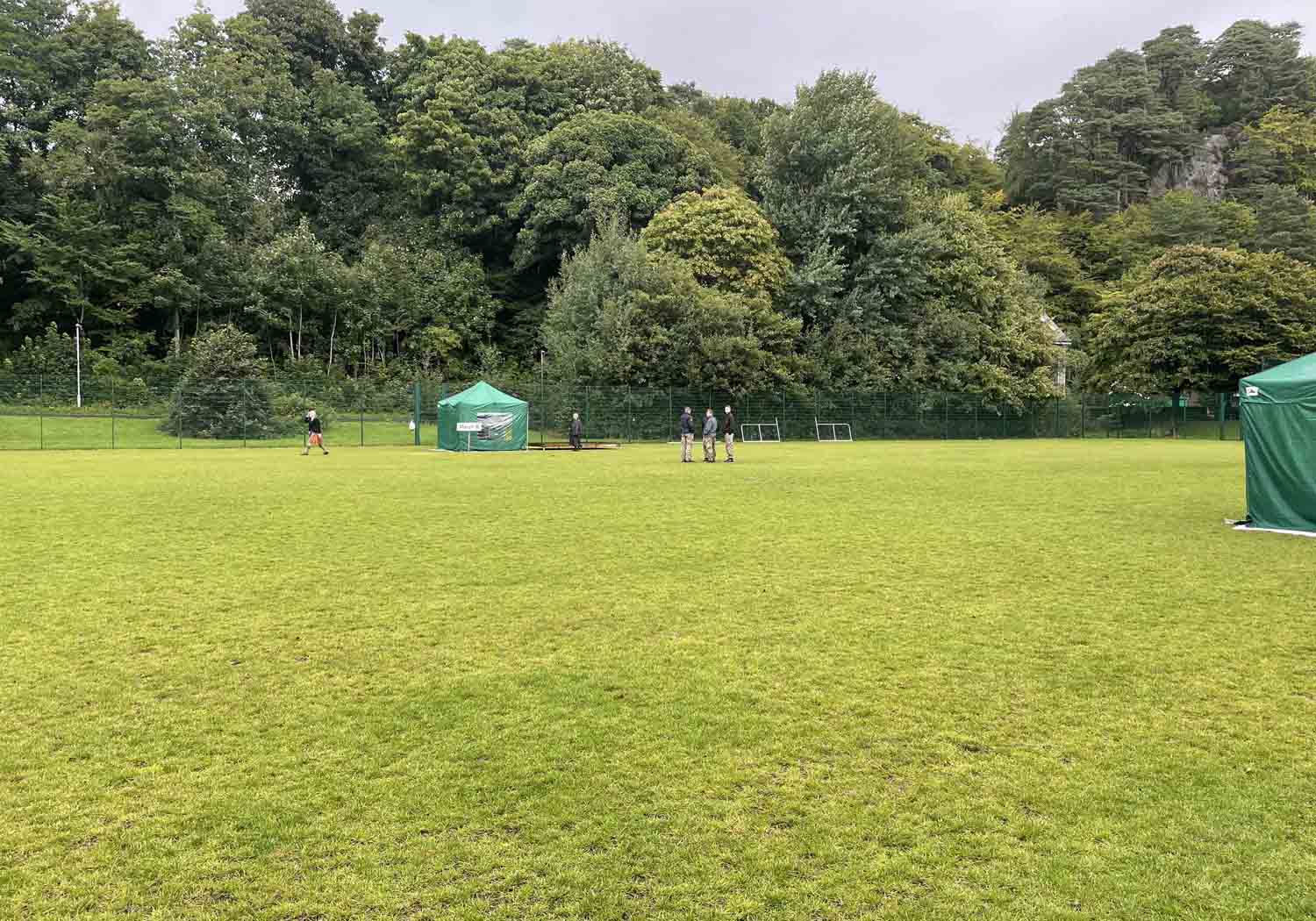 The scene at a very wet Mossfield Park on Day 2 of the 2023 Argyllshire Gathering in Oban, Scotland.
