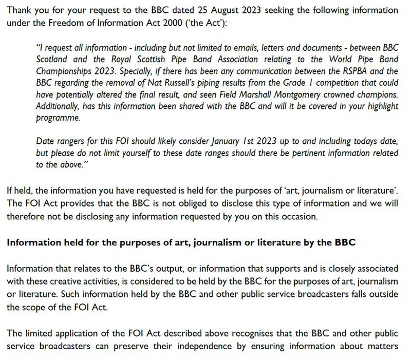 Click to see full pdf response.