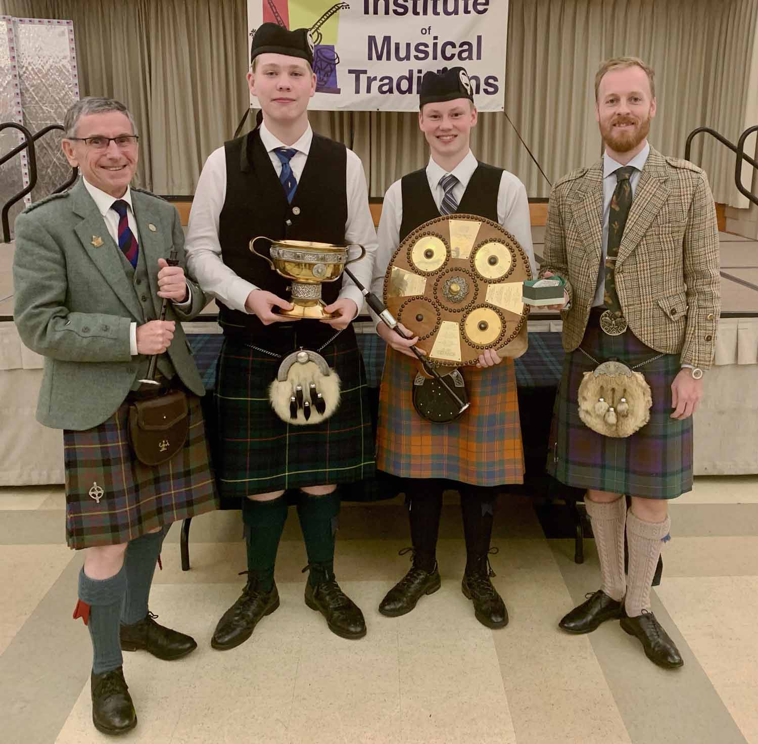 2023 Nicol-Brown Champion Colin Forrest and runner-up Cameron Bonar with judges Jack Taylor and Nick Hudson.