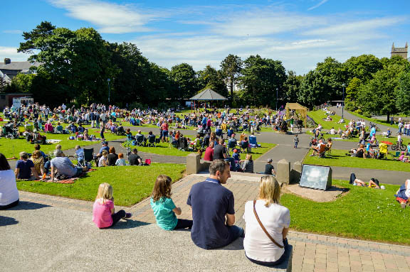 Ward Park in Bangor, Northern Ireland, on a sunny summer day.