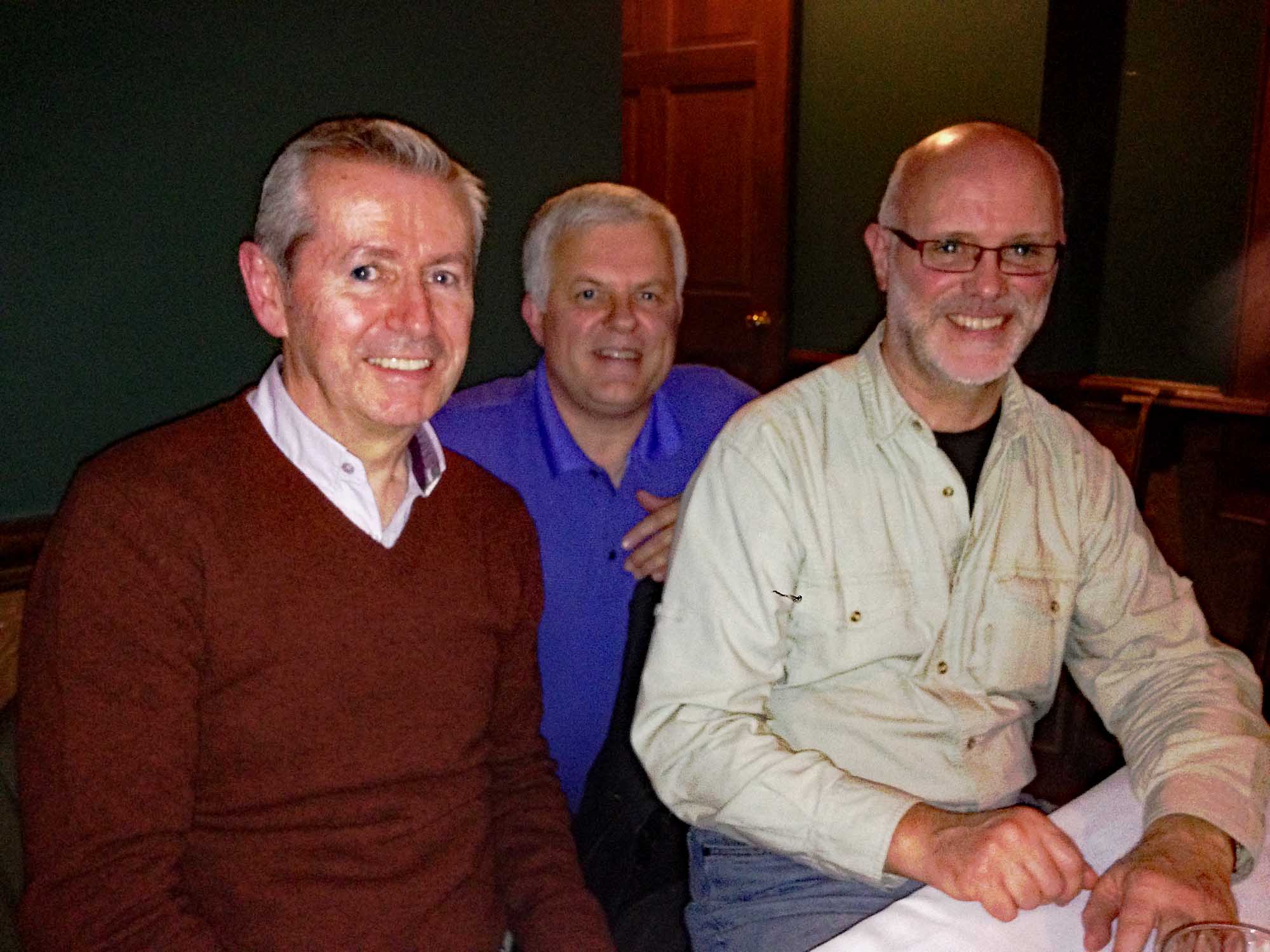 L-R: Richard Parkes, Terry Lee and former St. Laurence O'Toole Pipe-Major Terry Tully.