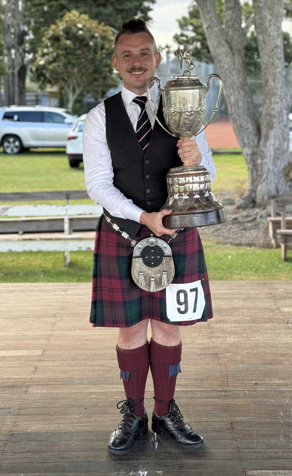 2024 Waipu Highland Games champion Liam Kernaghan