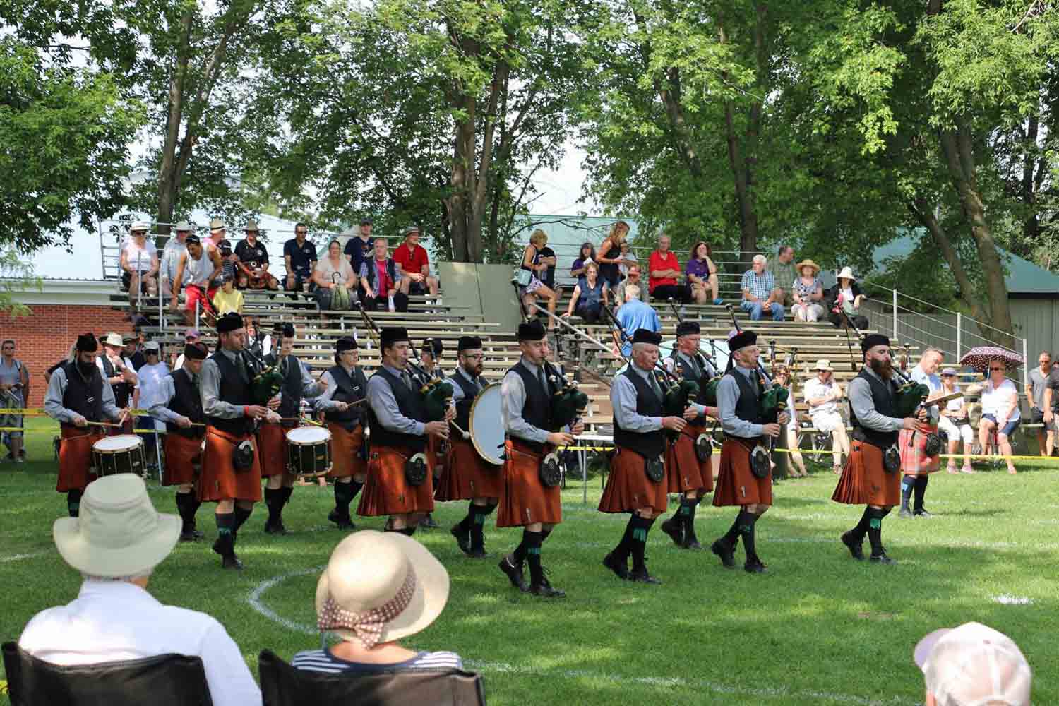 Commonwealth Pipes & Drums competing at the 2024 Glengarry Highland Games.