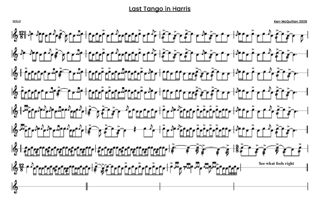 Click for the full pdf of Kerr McQuillan's score to "Last Tango in Harris"