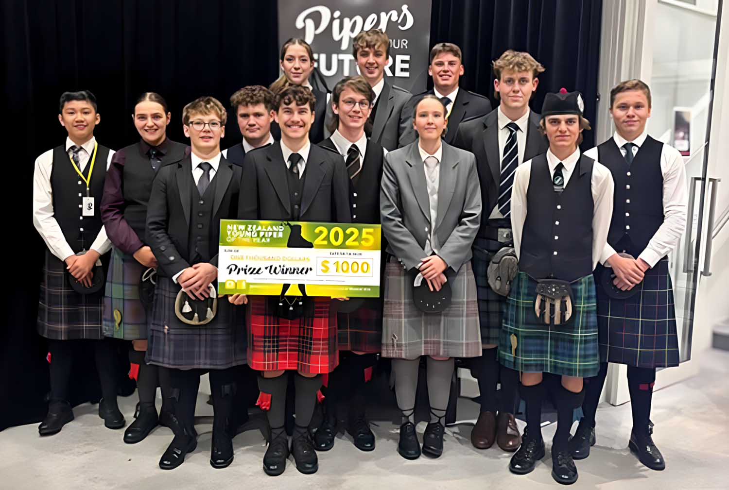 2025 NZ Young Piper of the Year prizewinners.