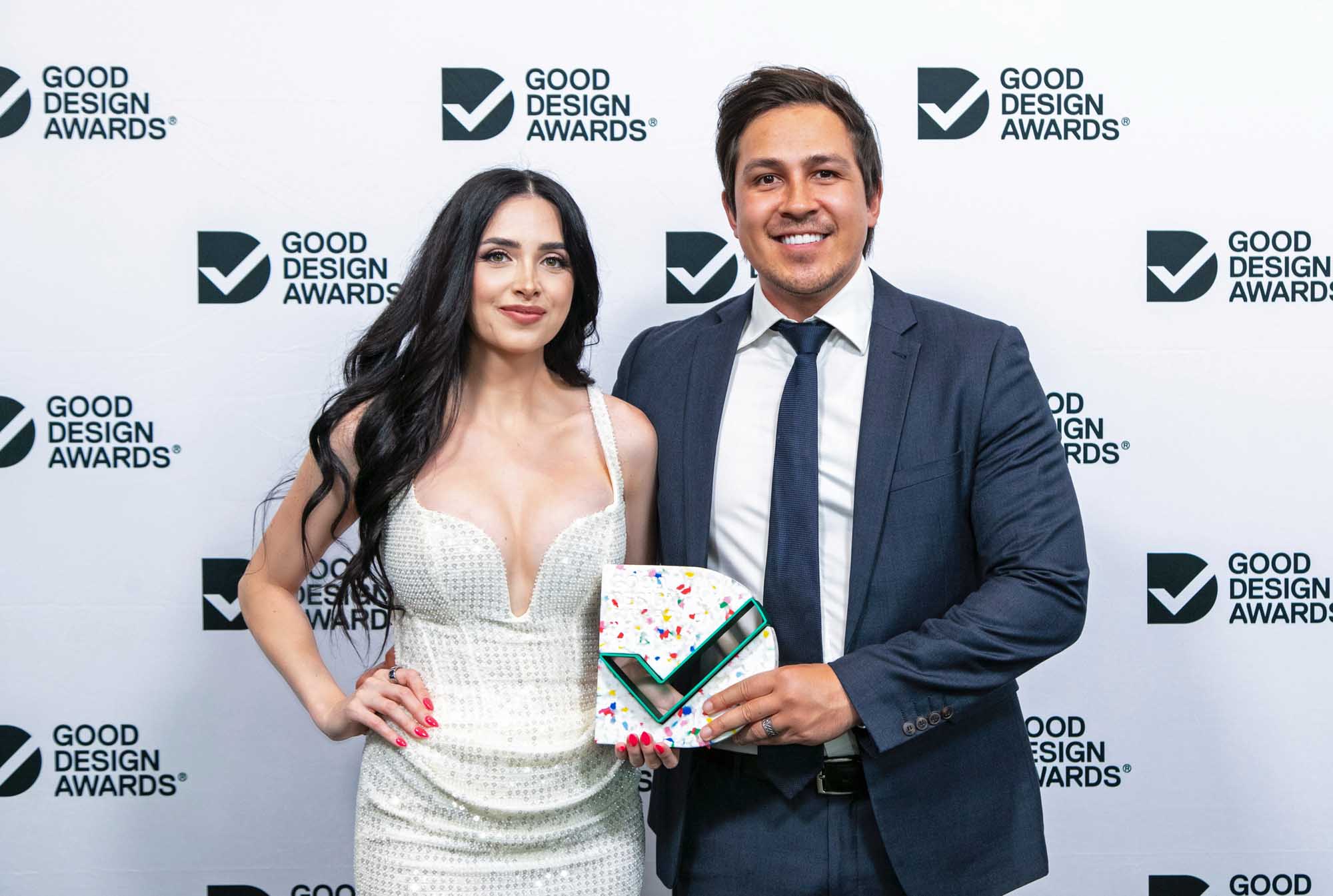 Modern Piping co-founders Lincoln and Heather Hilton at the 2025 Good Design Awards.